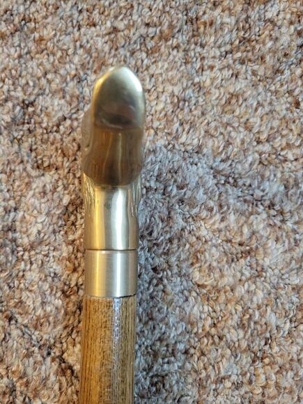 Vintage Antique Weighted Brass Dog Head Knob Swagger Walking Stick Cane Umbrella - Picture 3 of 7